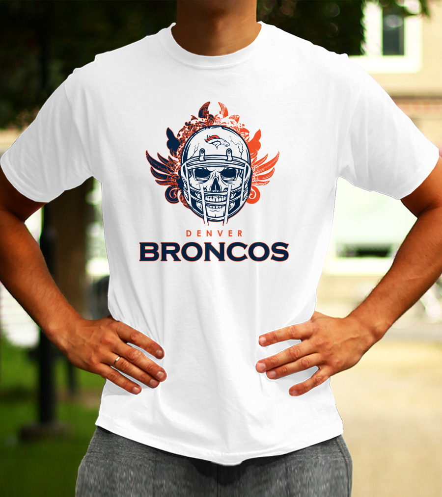 Denver Broncos Skull Helmet Wings T-Shirt