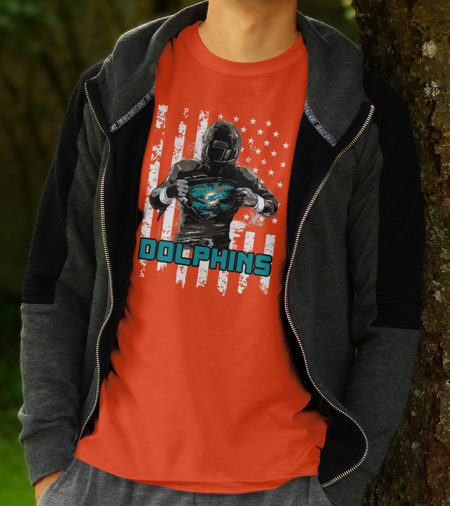 Dolphins Superhero Unveiling Miami Pride Flag T-Shirt