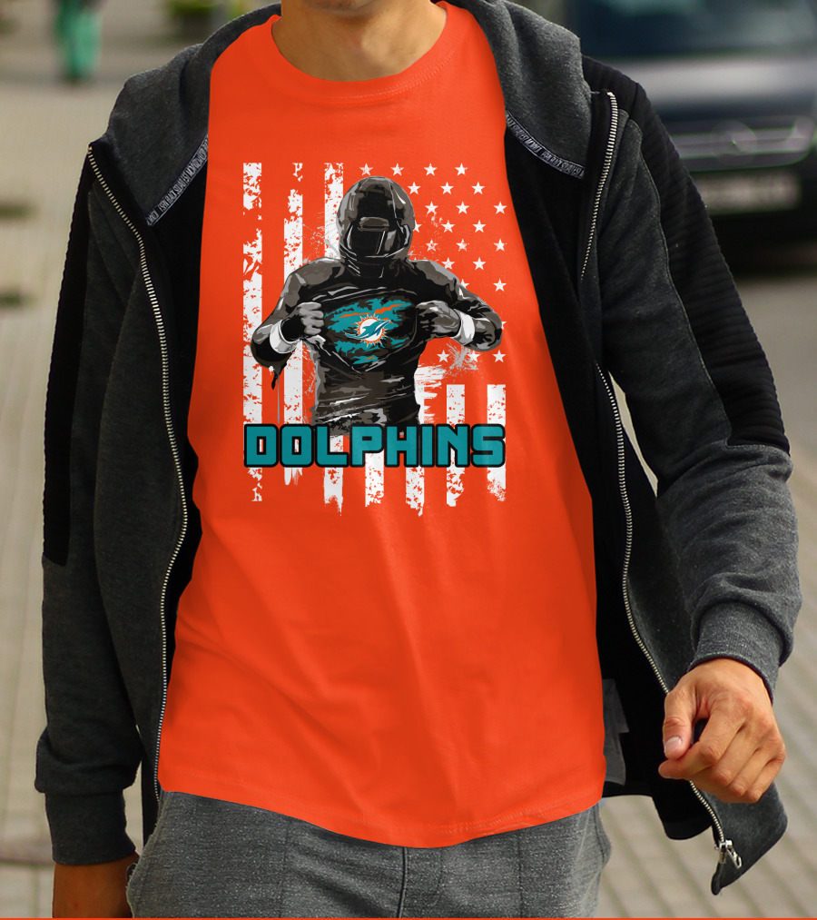 Dolphins Superhero Unveiling Miami Pride Flag T-Shirt