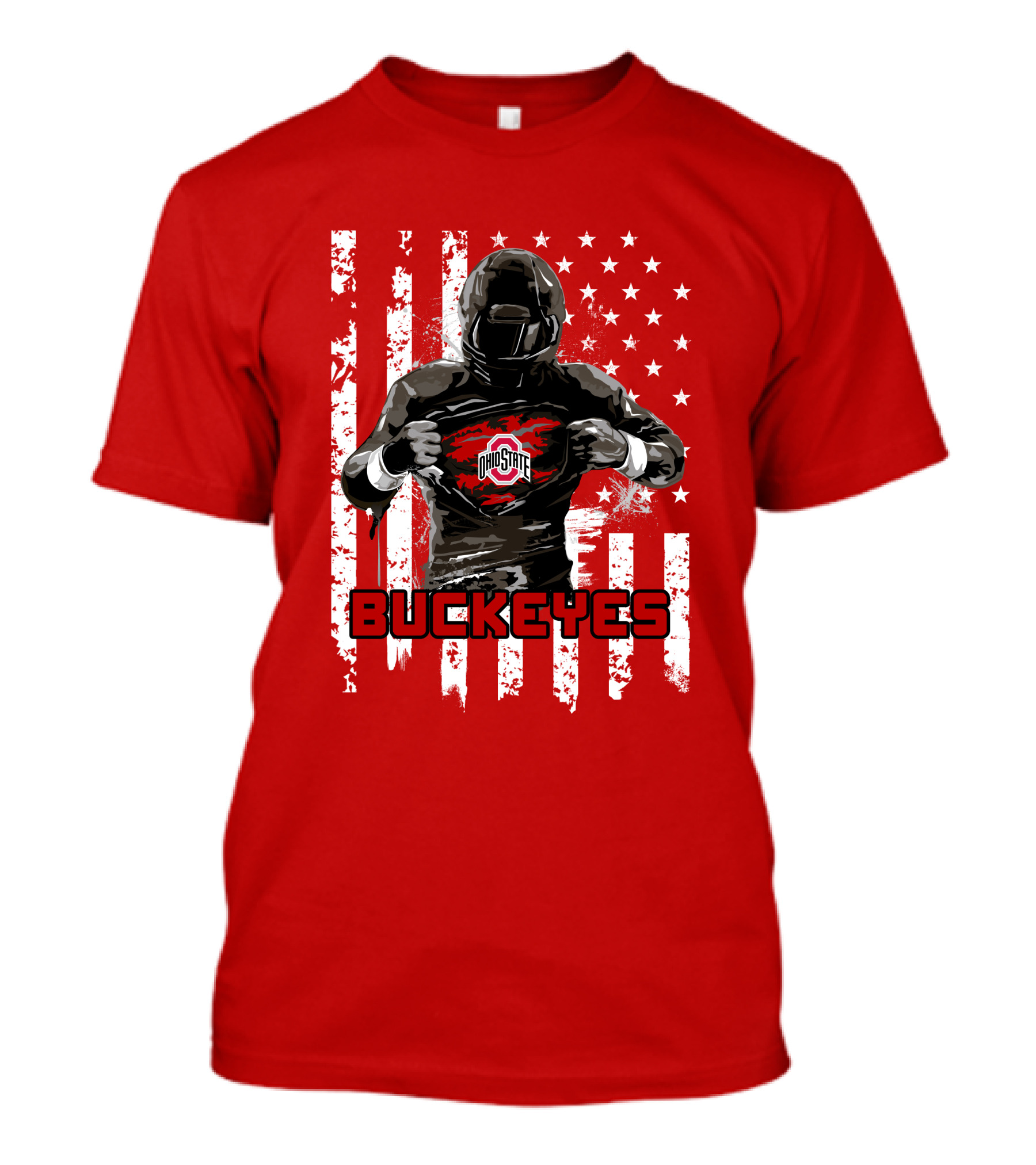Ohio State Buckeyes Player With American Flag Background T-Shirt