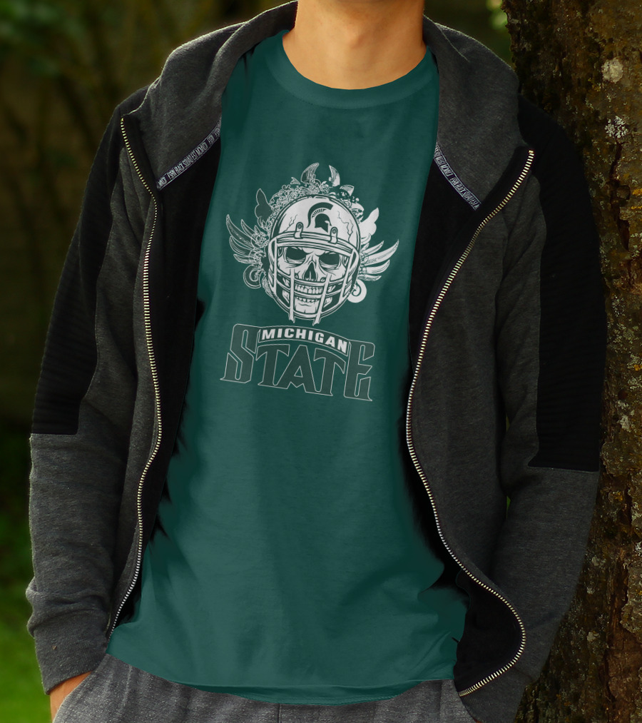 Michigan State Spartans Skull Helmet T-Shirt