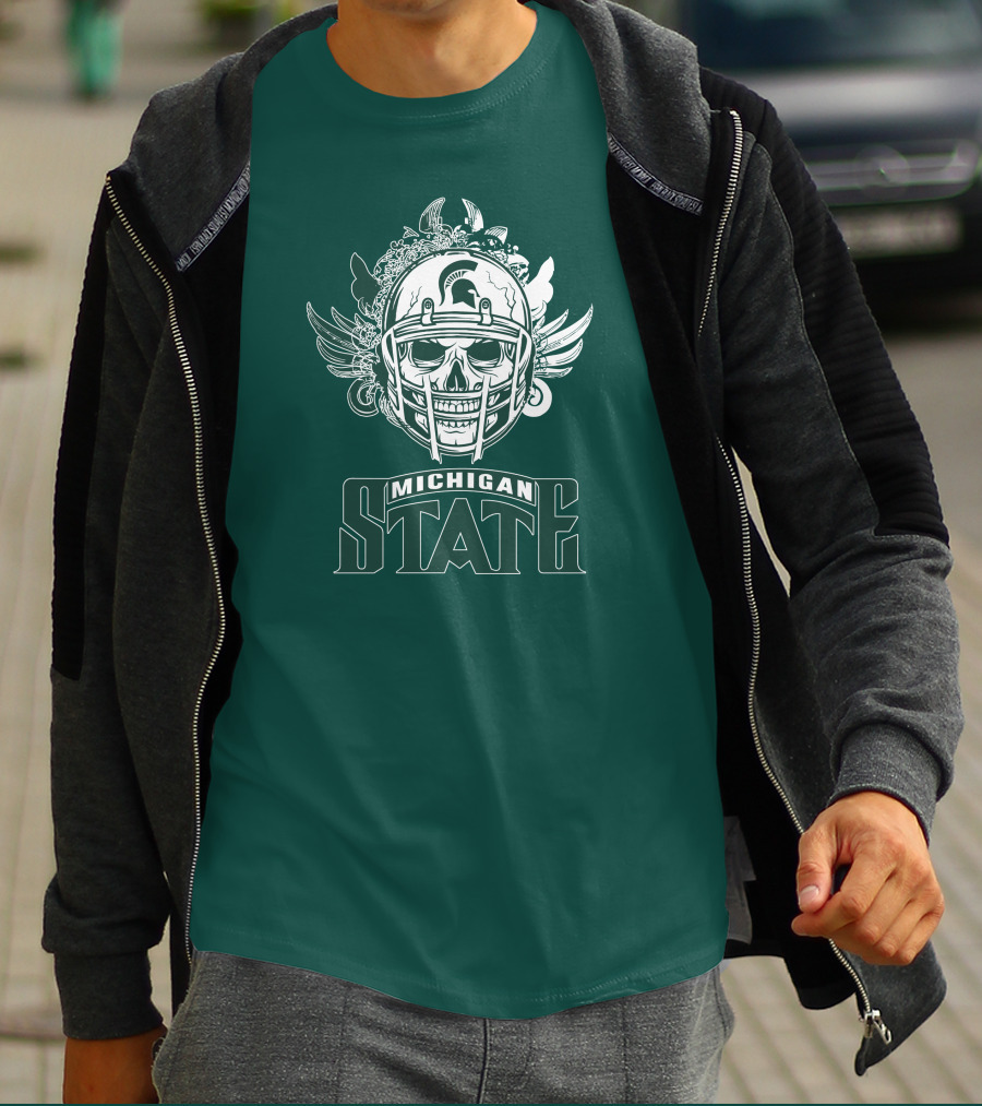 Michigan State Spartans Skull Helmet T-Shirt