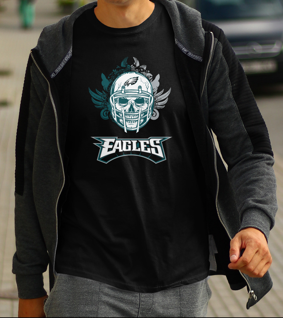 Eagles Skull Helmet With Wings T-Shirt