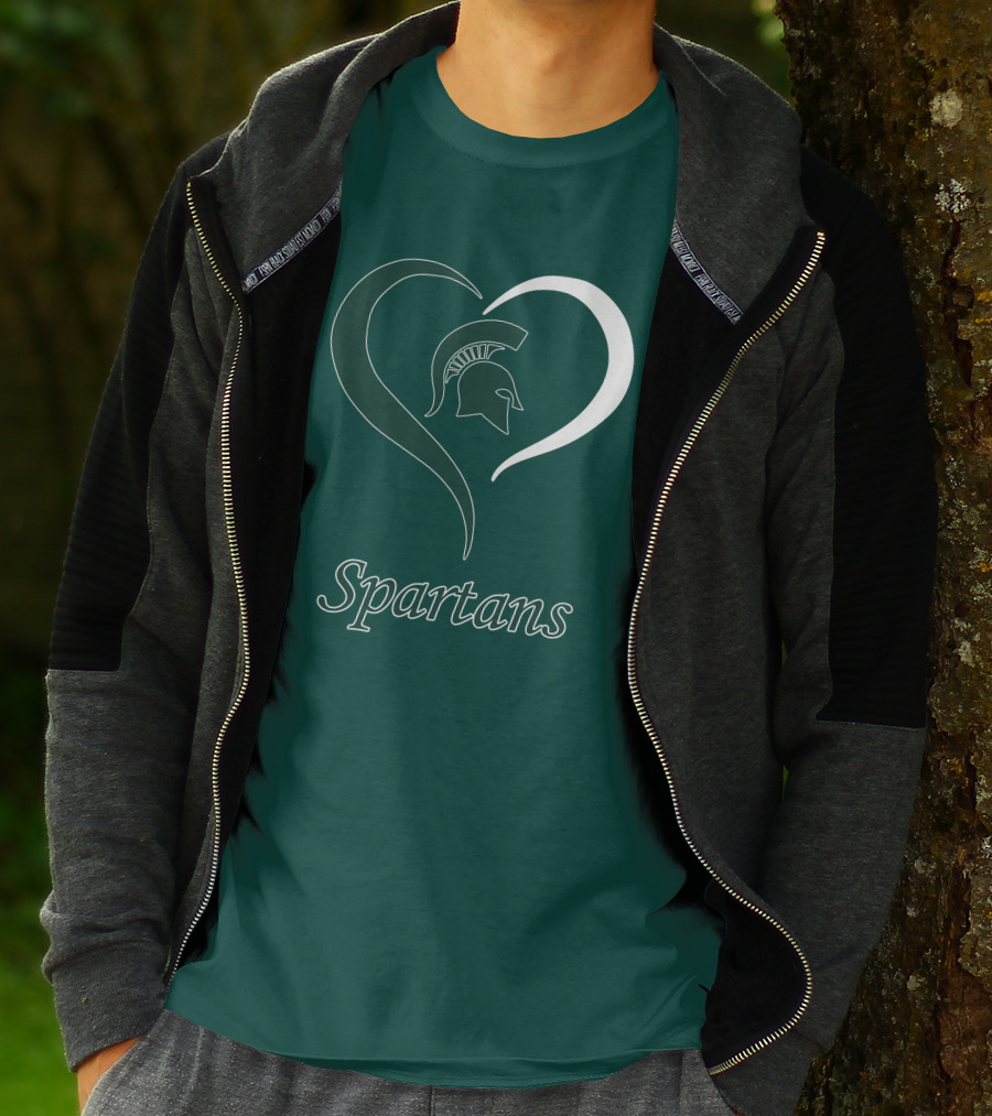 Spartans Heart Michigan State Spartan Helmet T-Shirt
