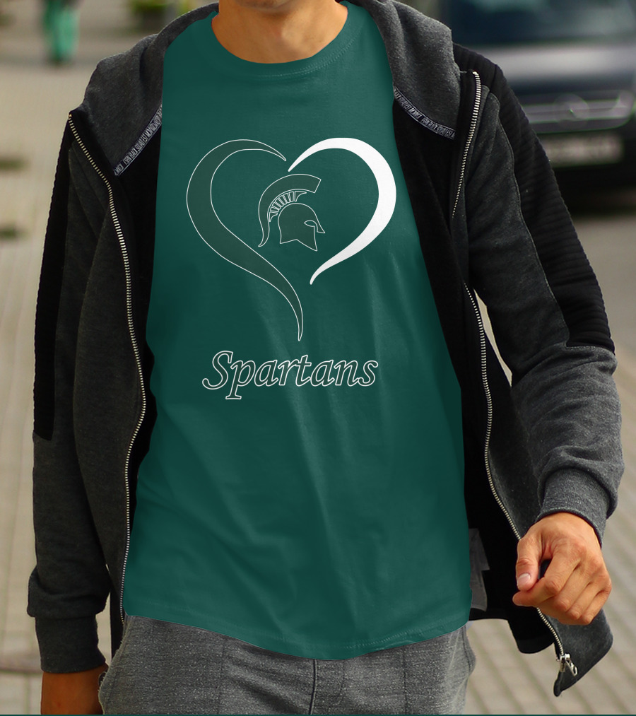 Spartans Heart Michigan State Spartan Helmet T-Shirt