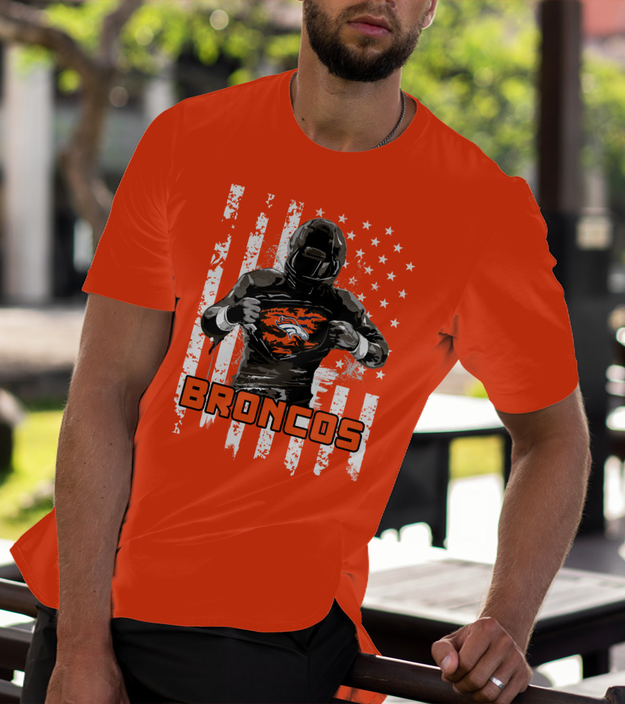 Denver Broncos Football Player American Flag T-Shirt