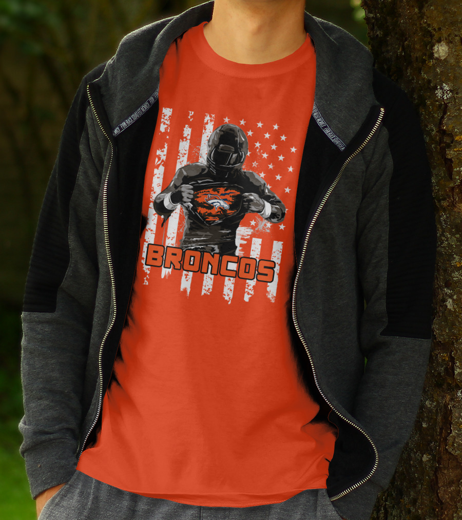 Denver Broncos Football Player American Flag T-Shirt