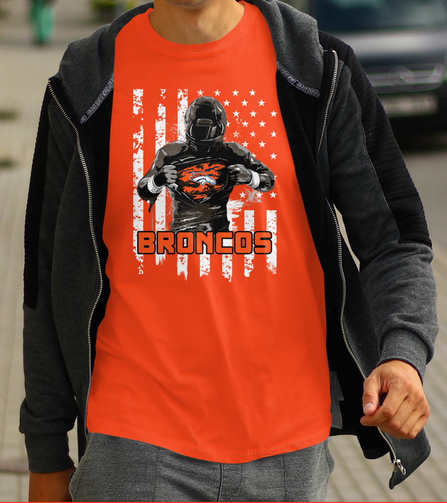 Denver Broncos Football Player American Flag T-Shirt