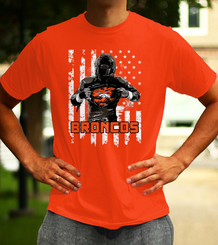 Denver Broncos Football Player American Flag T-Shirt