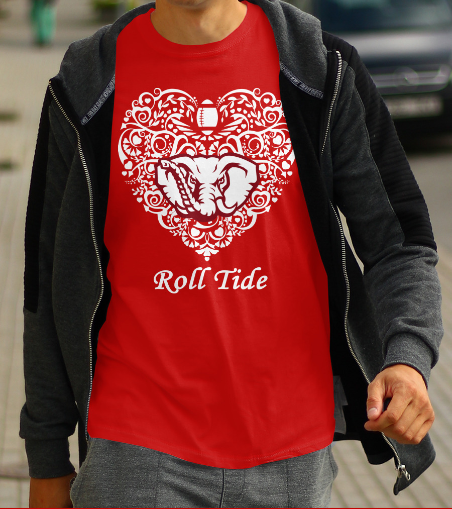 Roll Tide Alabama Crimson Tide Heart T-Shirt