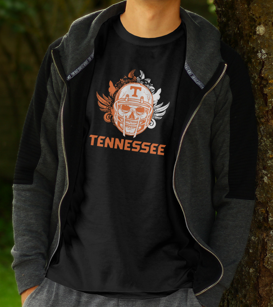 Tennessee Volunteers Skull Helmet Football Wings T-Shirt