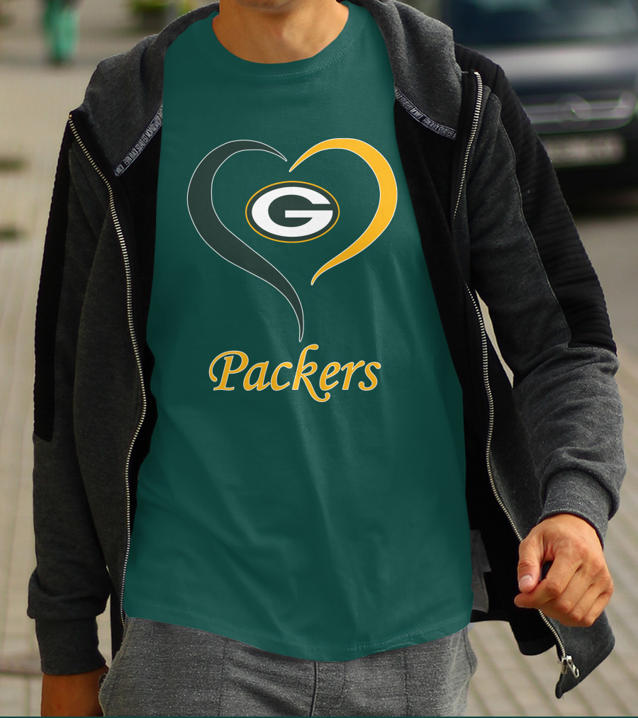 Green Bay Packers Heart Symbol Packers T-Shirt
