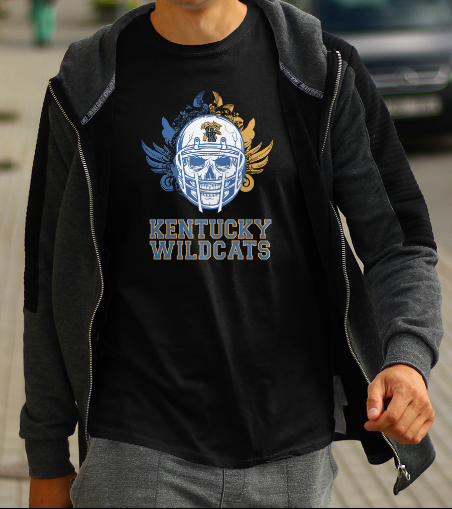 Kentucky Wildcats Skull Football Helmet T-Shirt