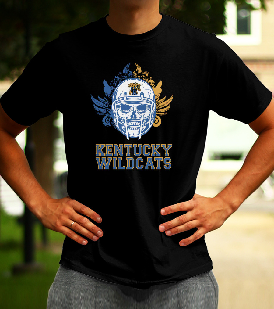 Kentucky Wildcats Skull Football Helmet T-Shirt