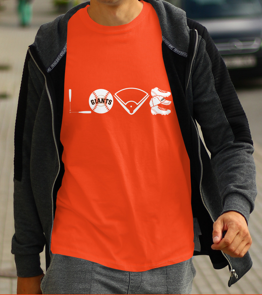 Love San Francisco Giants Baseball Giants Cleats Homeplate Bat T-Shirt
