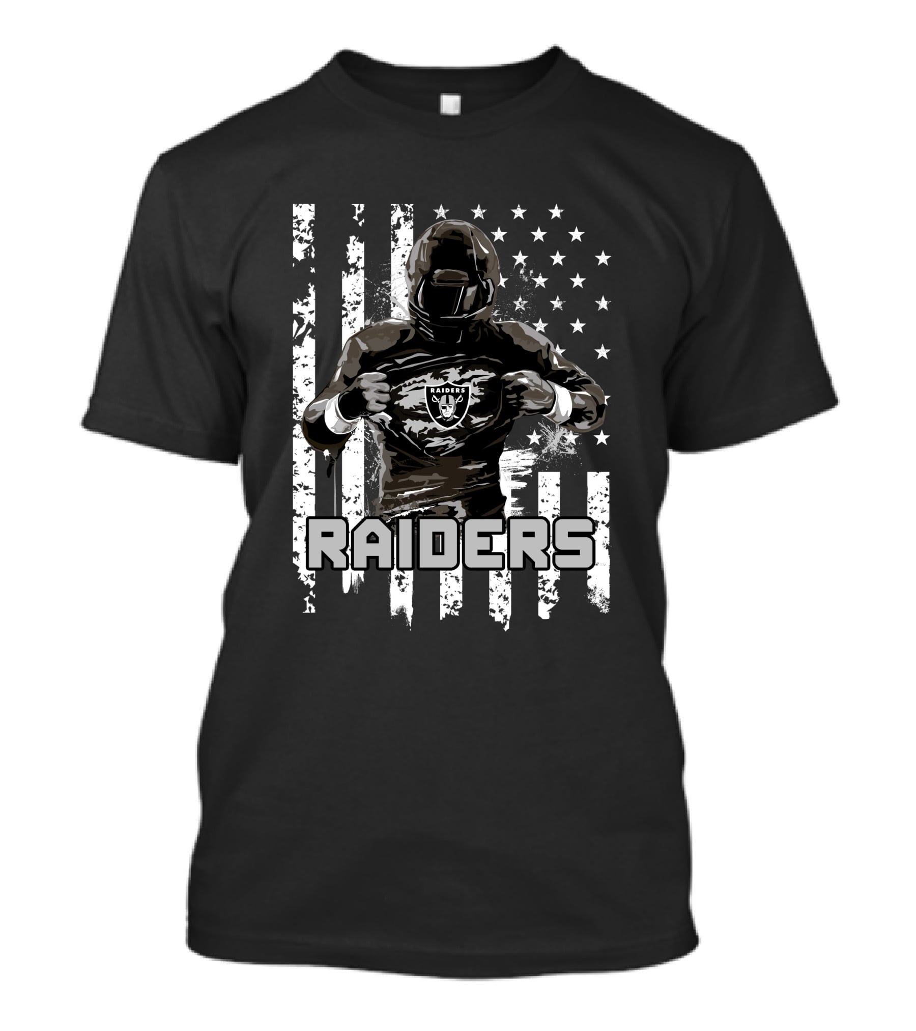 Las Vegas Raiders Player With American Flag Background T-Shirt