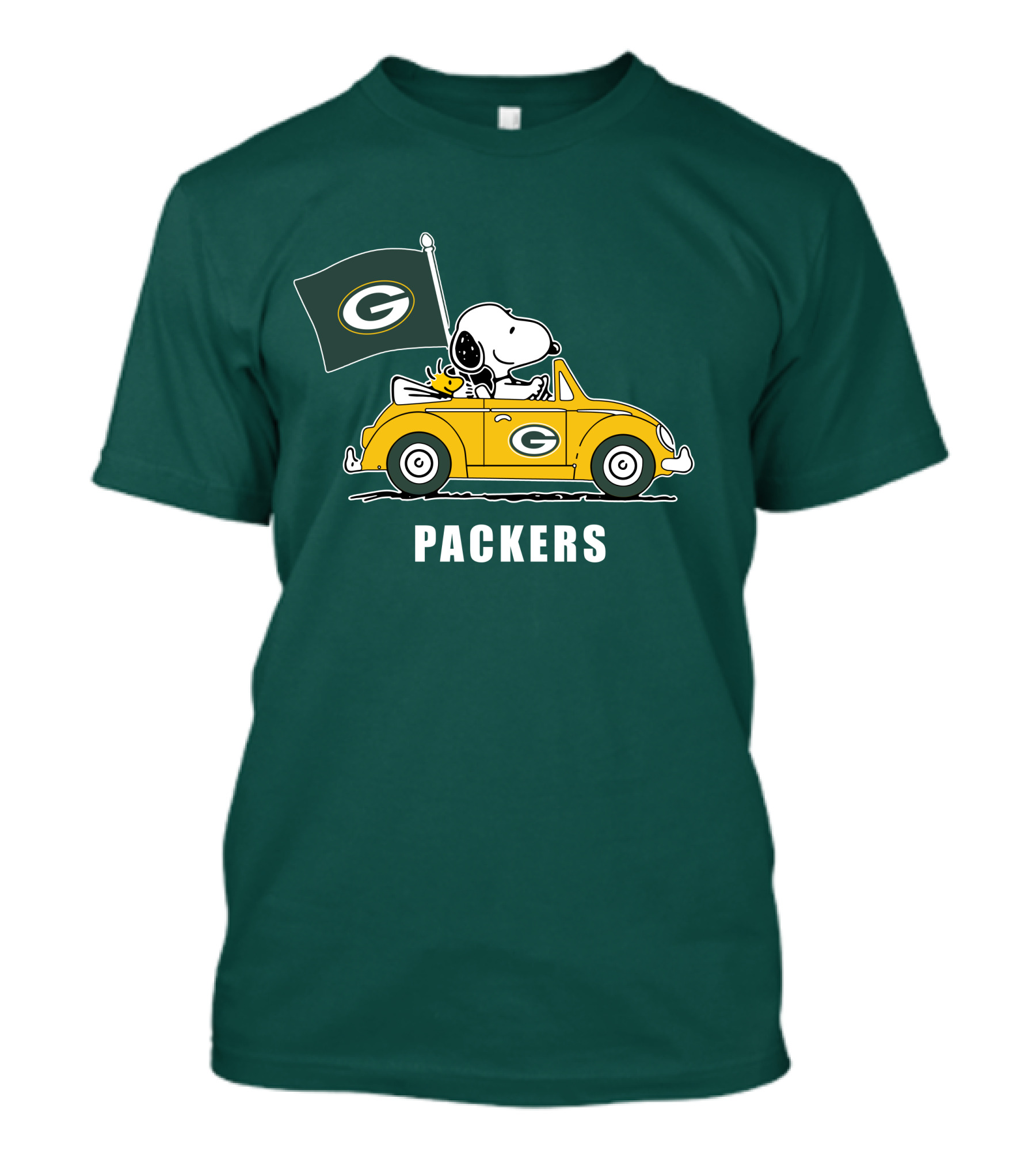Green Bay Packers Snoopy Driving Car T-Shirt