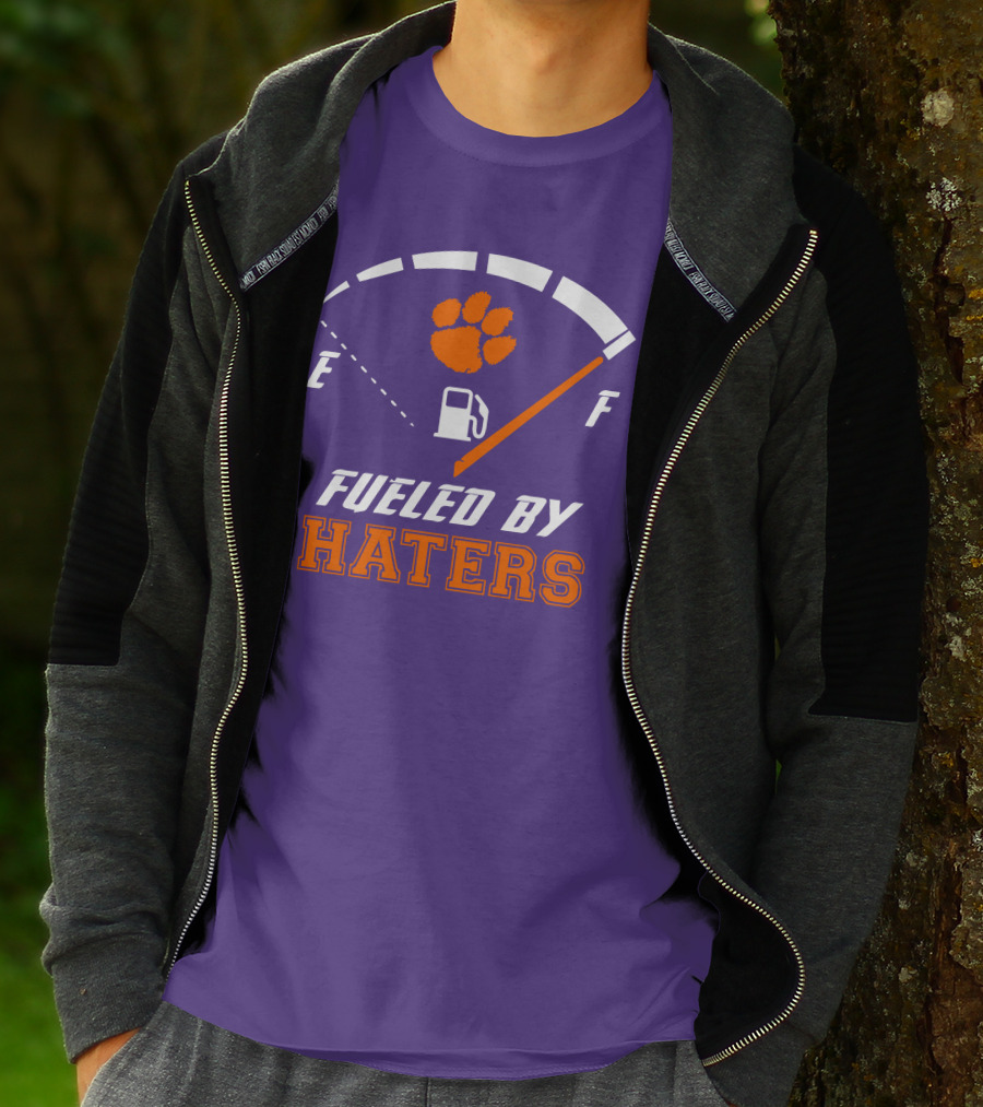 Clemson Tigers Fueled By Haters Gas Gauge Paw T-Shirt