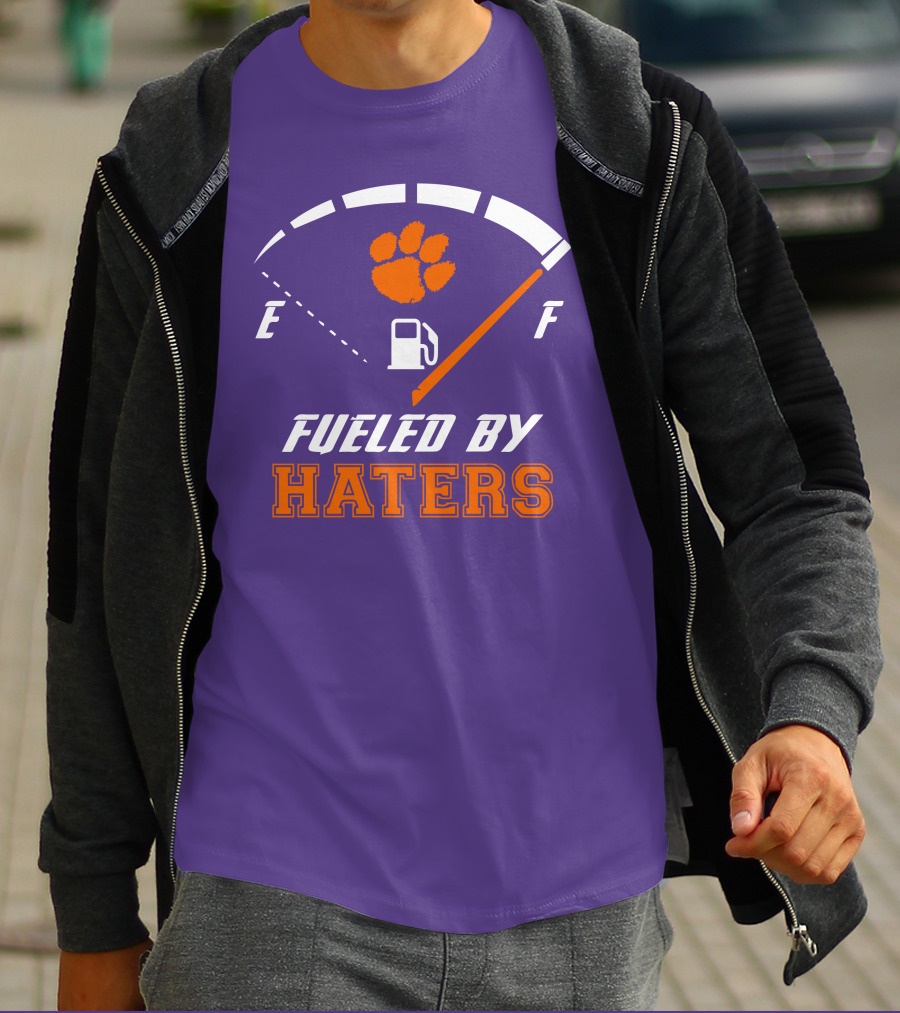 Clemson Tigers Fueled By Haters Gas Gauge Paw T-Shirt