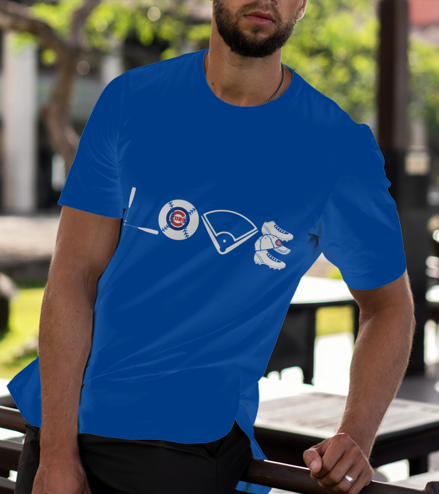 Love Cubs Baseball Field Bat Cleats T-Shirt