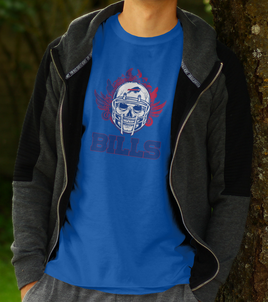 Buffalo Bills Skull Helmet Wings T-Shirt