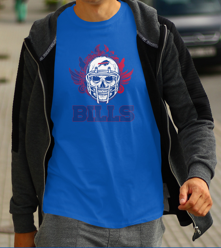 Buffalo Bills Skull Helmet Wings T-Shirt
