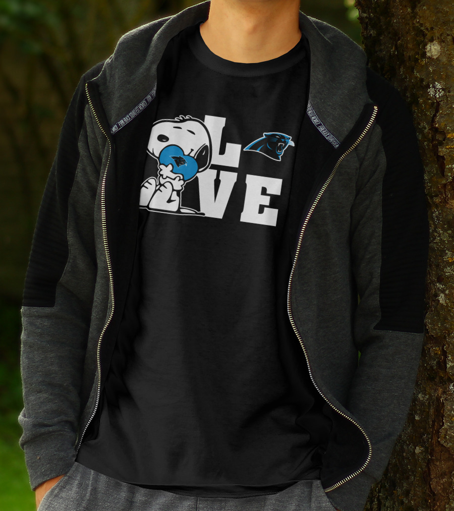 Snoopy Love Carolina Panthers Heart T-Shirt