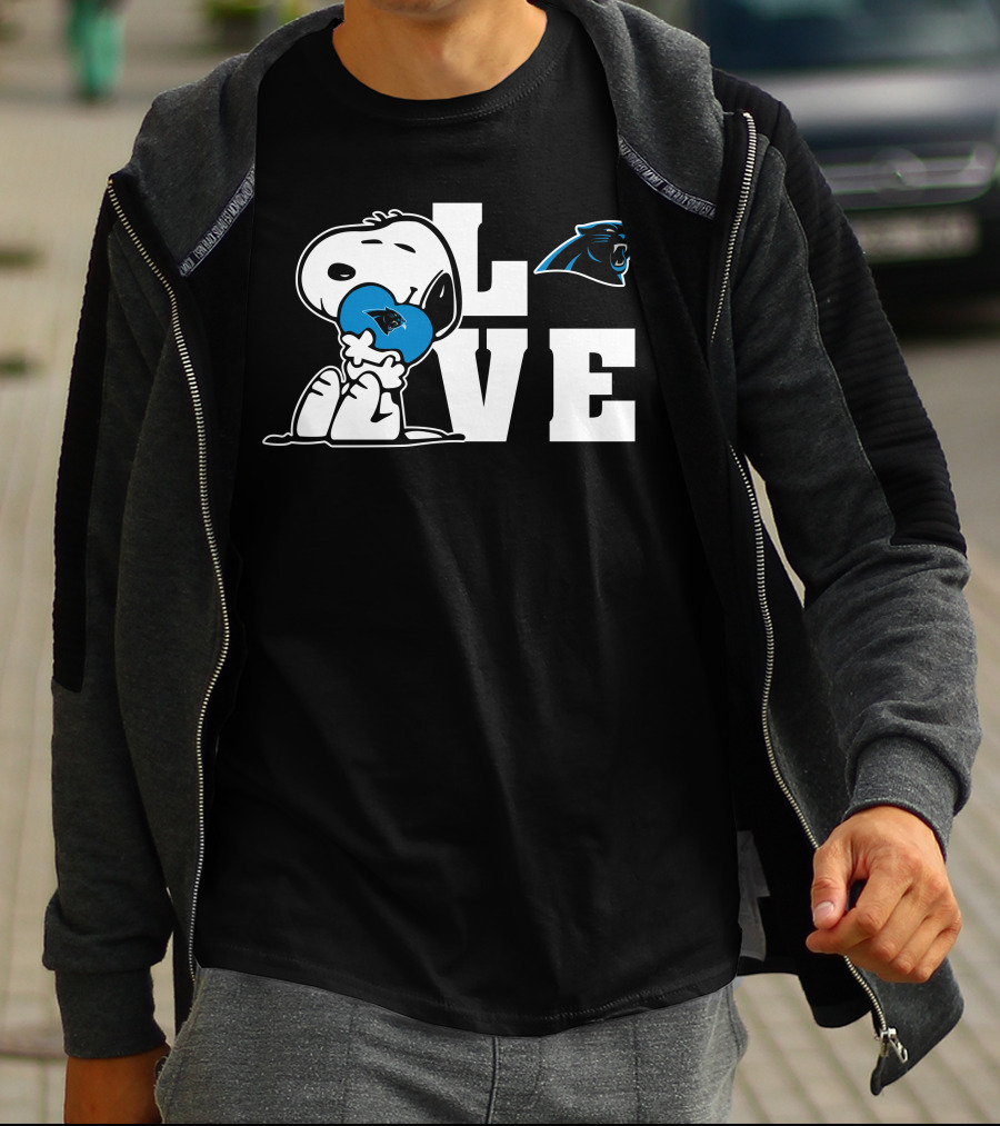 Snoopy Love Carolina Panthers Heart T-Shirt