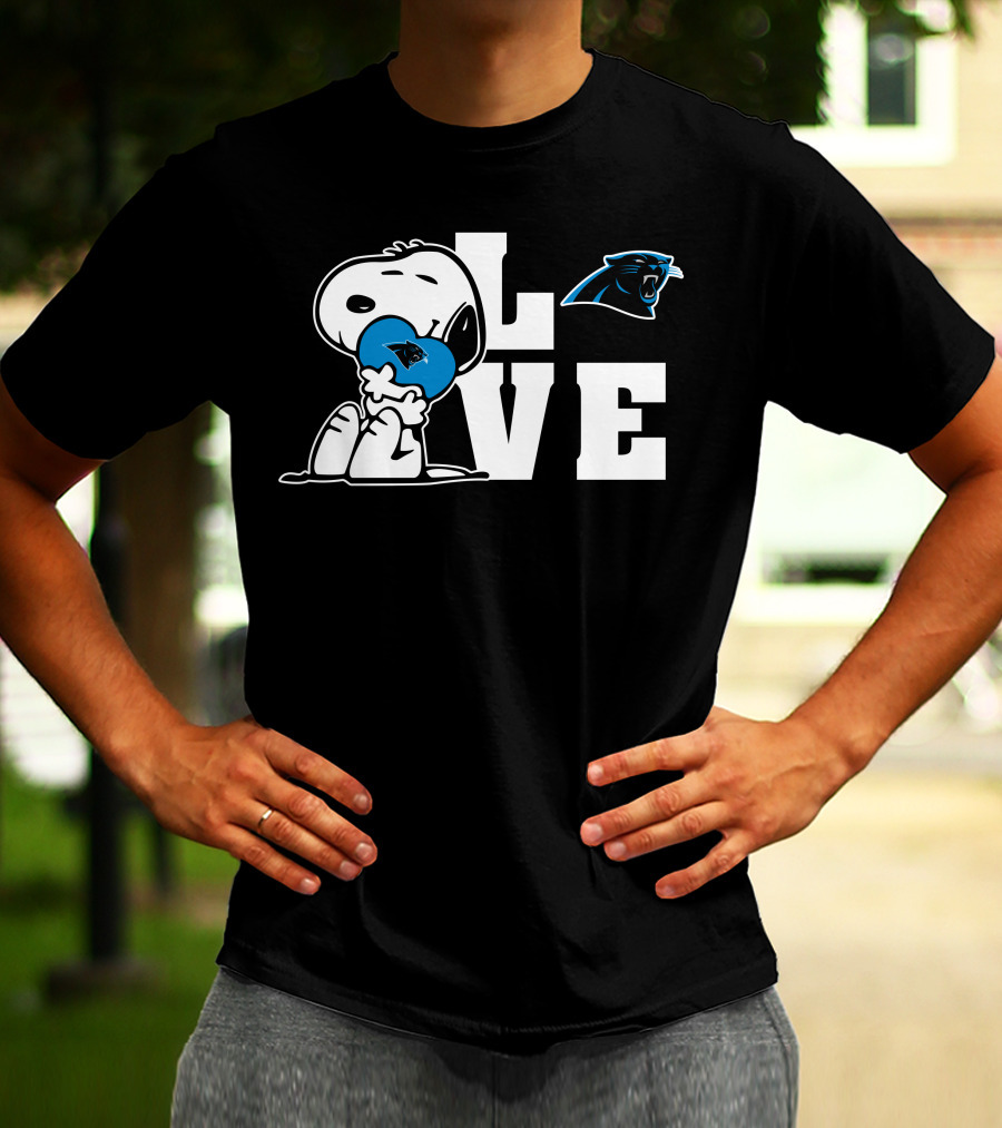 Snoopy Love Carolina Panthers Heart T-Shirt