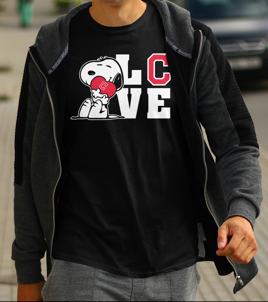 Snoopy Love Cleveland Indians Peanuts Baseball Heart T-Shirt