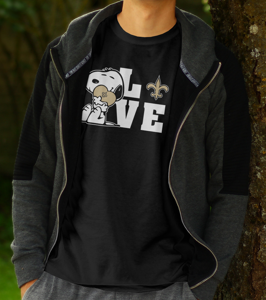 Snoopy Love New Orleans Saints Fleur-De-Lis Heart T-Shirt