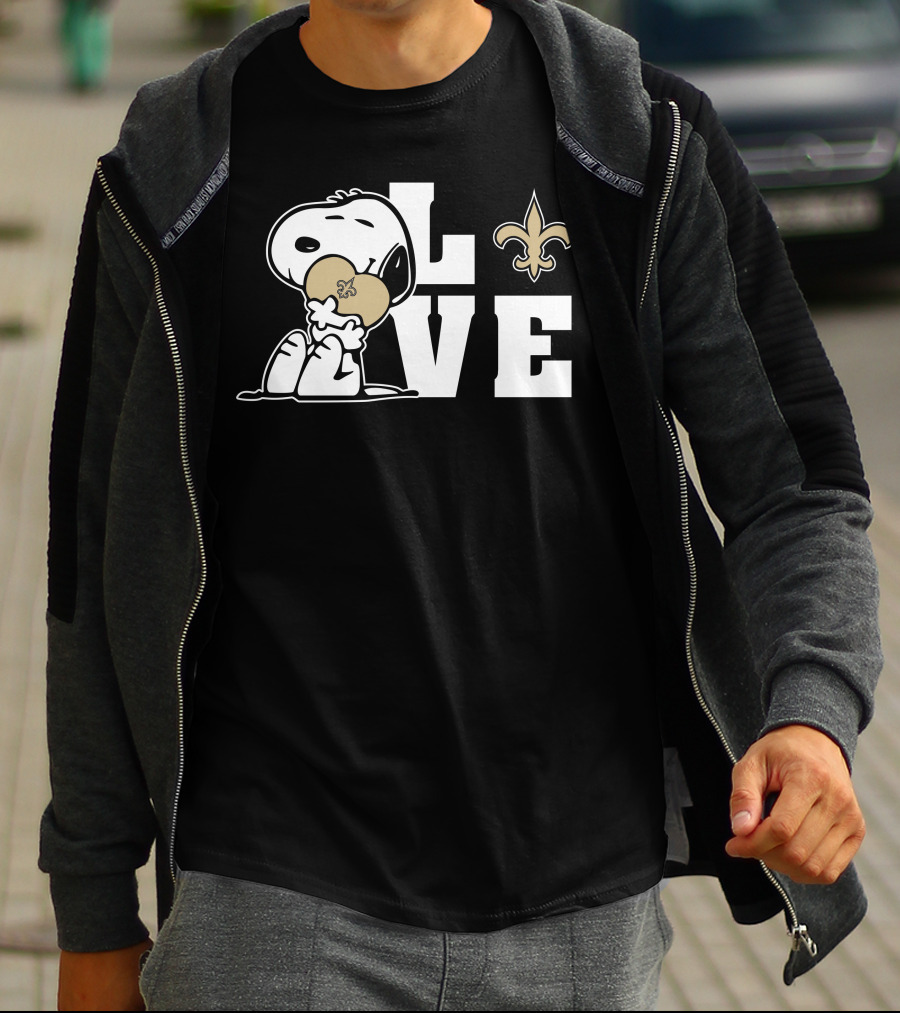 Snoopy Love New Orleans Saints Fleur-De-Lis Heart T-Shirt