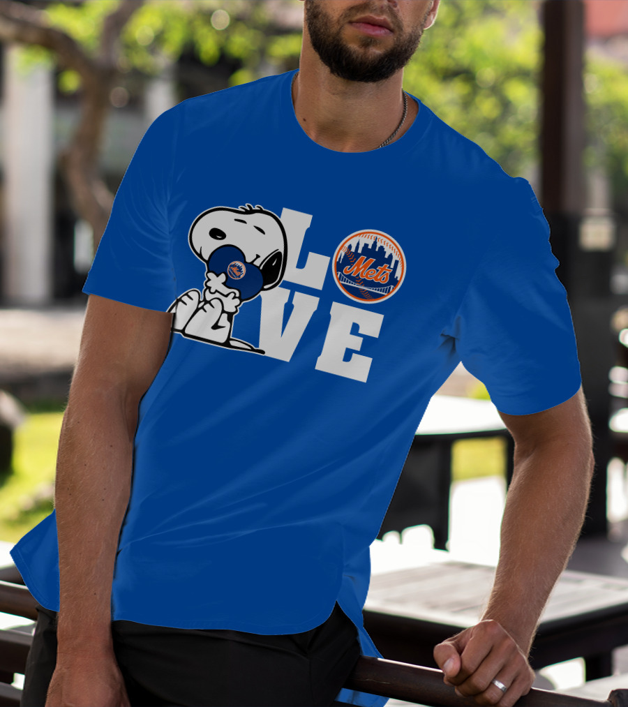 Snoopy Love Mets Baseball New York Peanuts Fan Gear T-Shirt