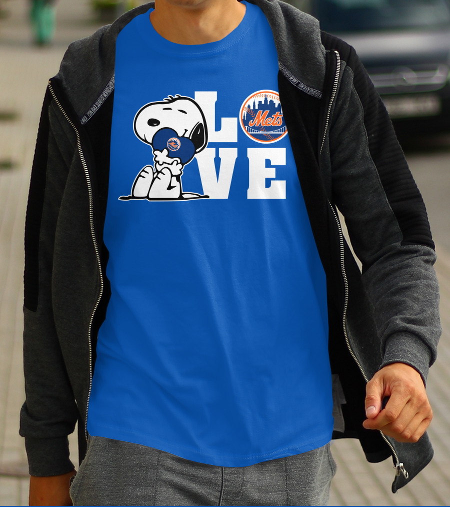Snoopy Love Mets Baseball New York Peanuts Fan Gear T-Shirt