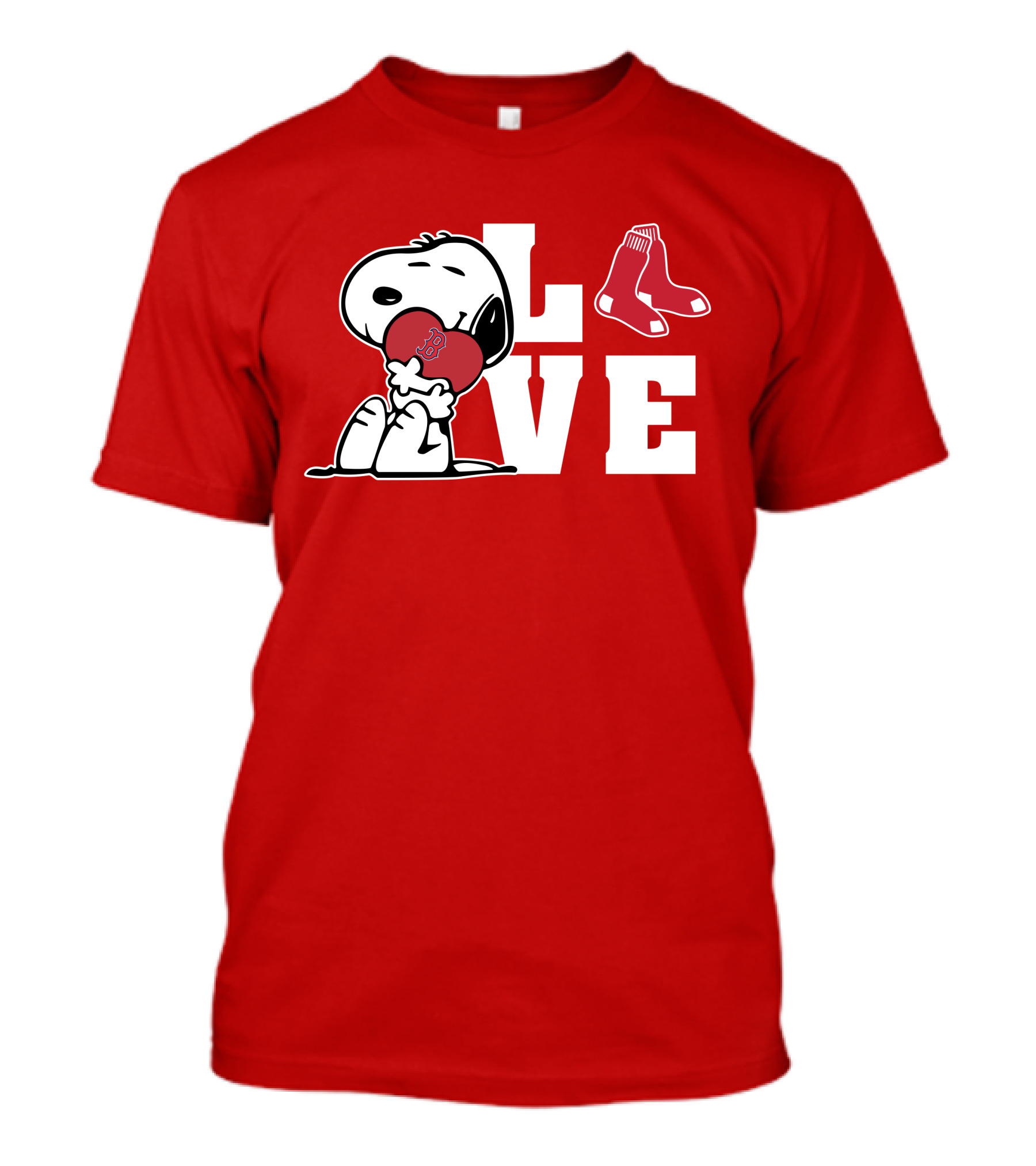 Snoopy Love Boston Red Sox Heart Peanuts Baseball Fan T-Shirt