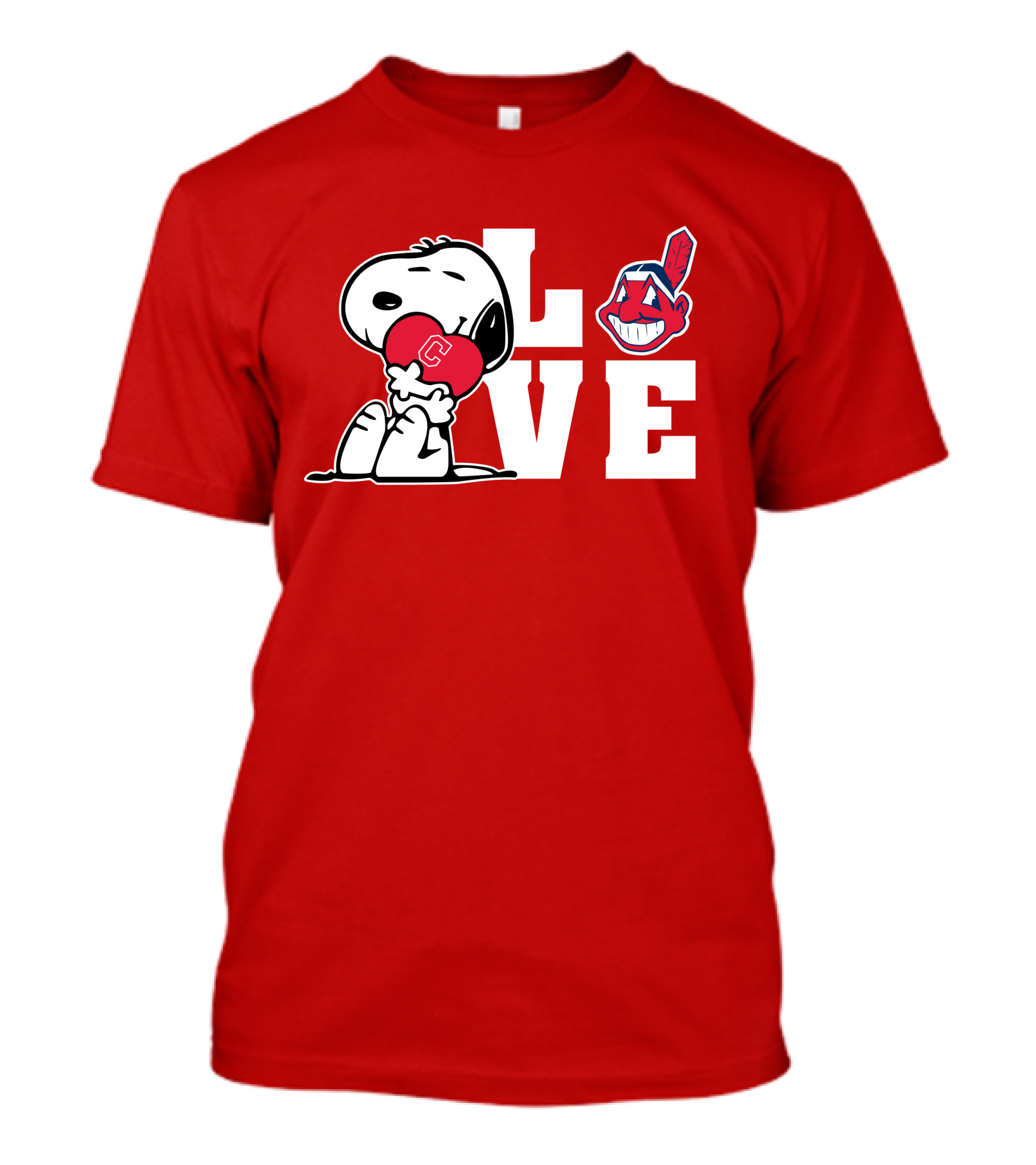 Snoopy Love Cleveland Heart Chief Wahoo T-Shirt