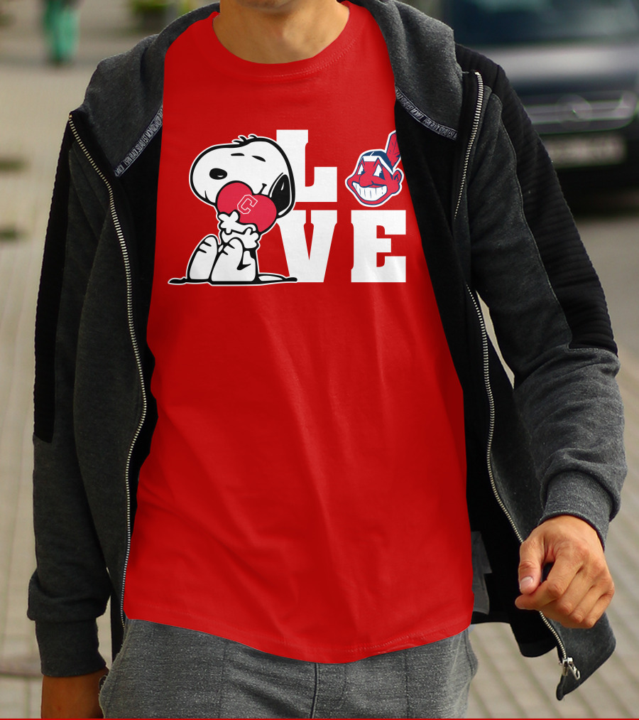 Snoopy Love Cleveland Heart Chief Wahoo T-Shirt