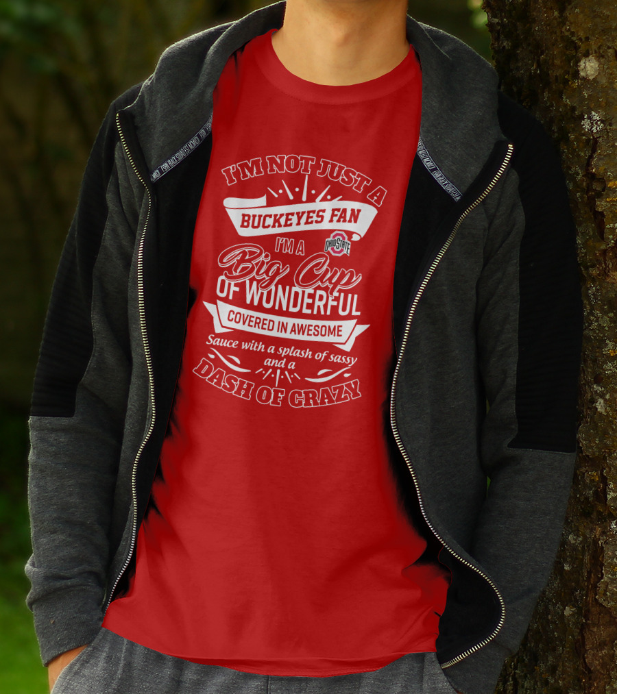I'm Not Just A Buckeyes Fan I'm A Big Cup Of Wonderful Ohio State Covered In Awesome Sauce With A Splash Of Sassy And A Dash Of Crazy T-Shirt