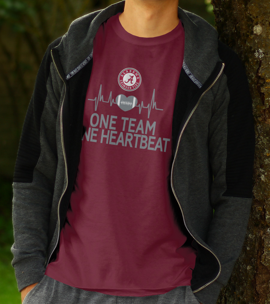 Alabama Crimson Tide One Team One Heartbeat Football Heartbeat T-Shirt