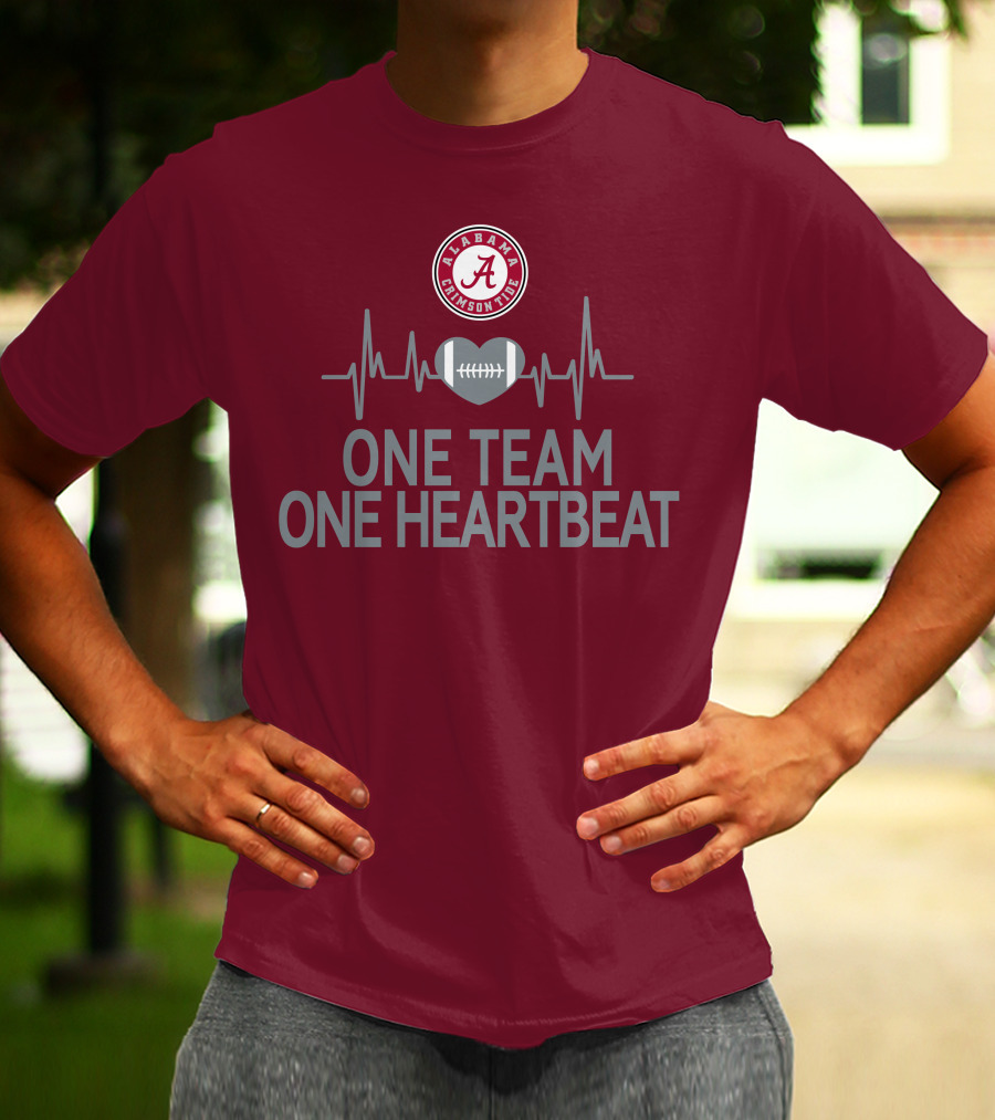 Alabama Crimson Tide One Team One Heartbeat Football Heartbeat T-Shirt