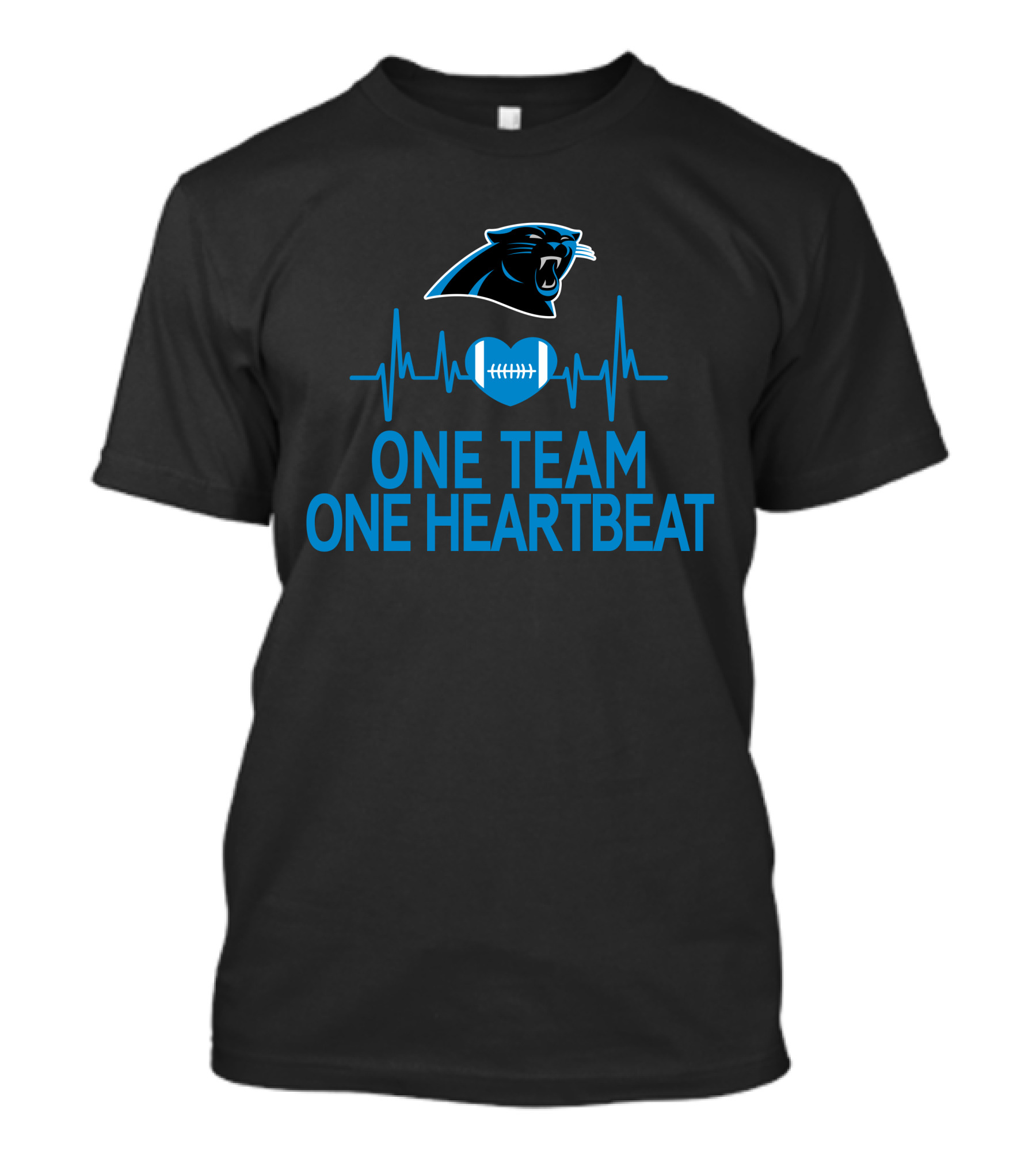 Carolina Panthers One Team One Heartbeat Football Logo Heartbeat T-Shirt