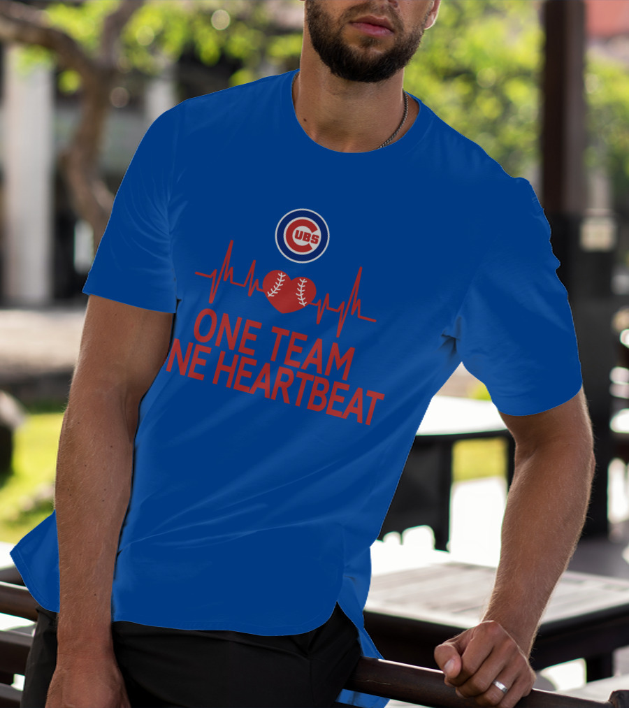 Chicago Cubs One Team One Heartbeat Baseball Heartbeat T-Shirt