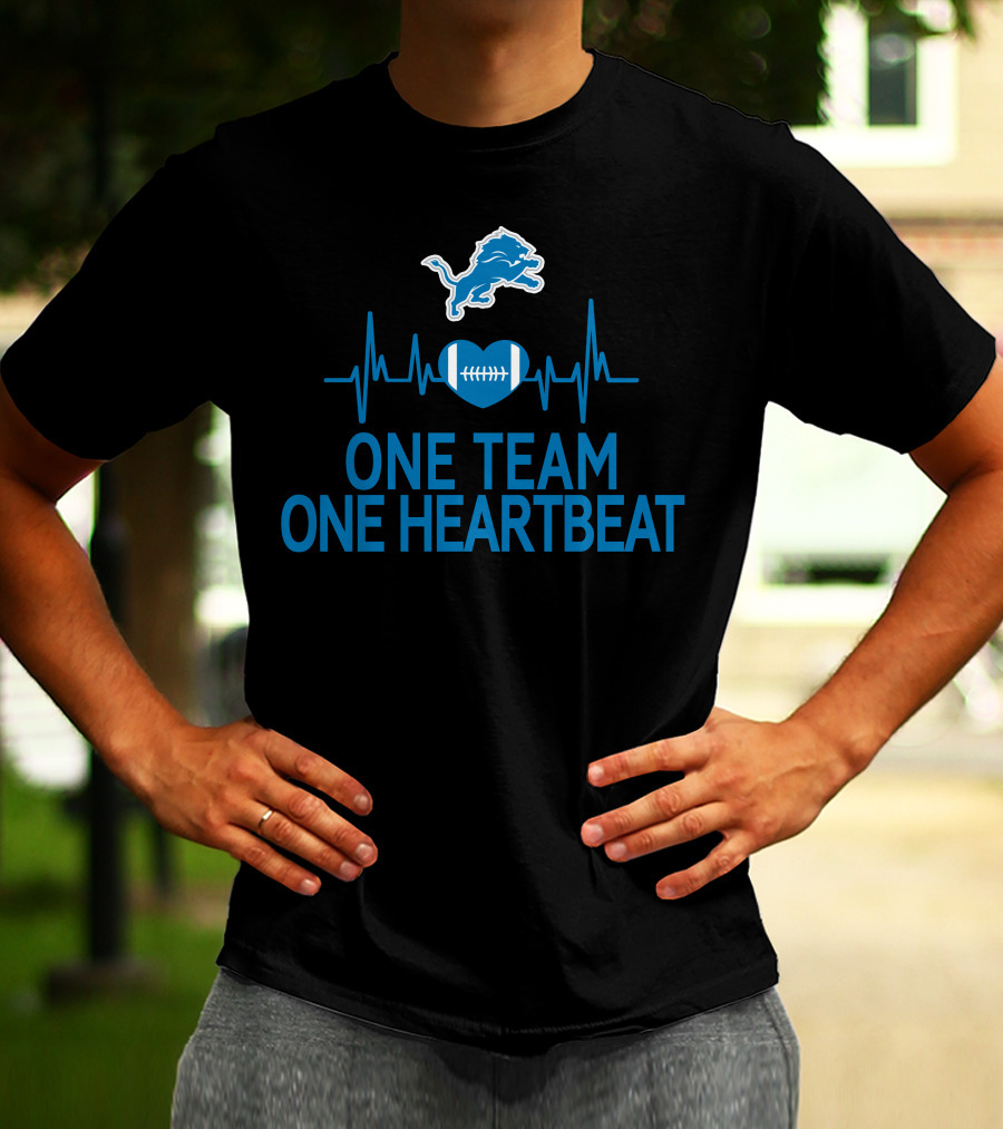 Detroit Lions One Team One Heartbeat Football Heartbeat T-Shirt