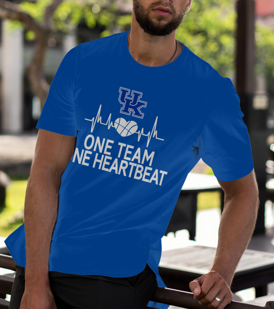 Kentucky Wildcats UK Logo One Team One Heartbeat Basketball Heartbeat T-Shirt