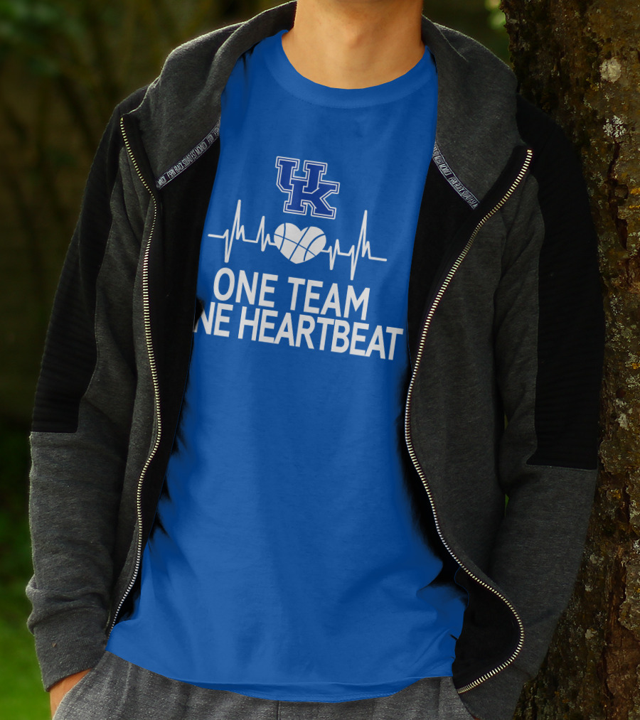 Kentucky Wildcats UK Logo One Team One Heartbeat Basketball Heartbeat T-Shirt
