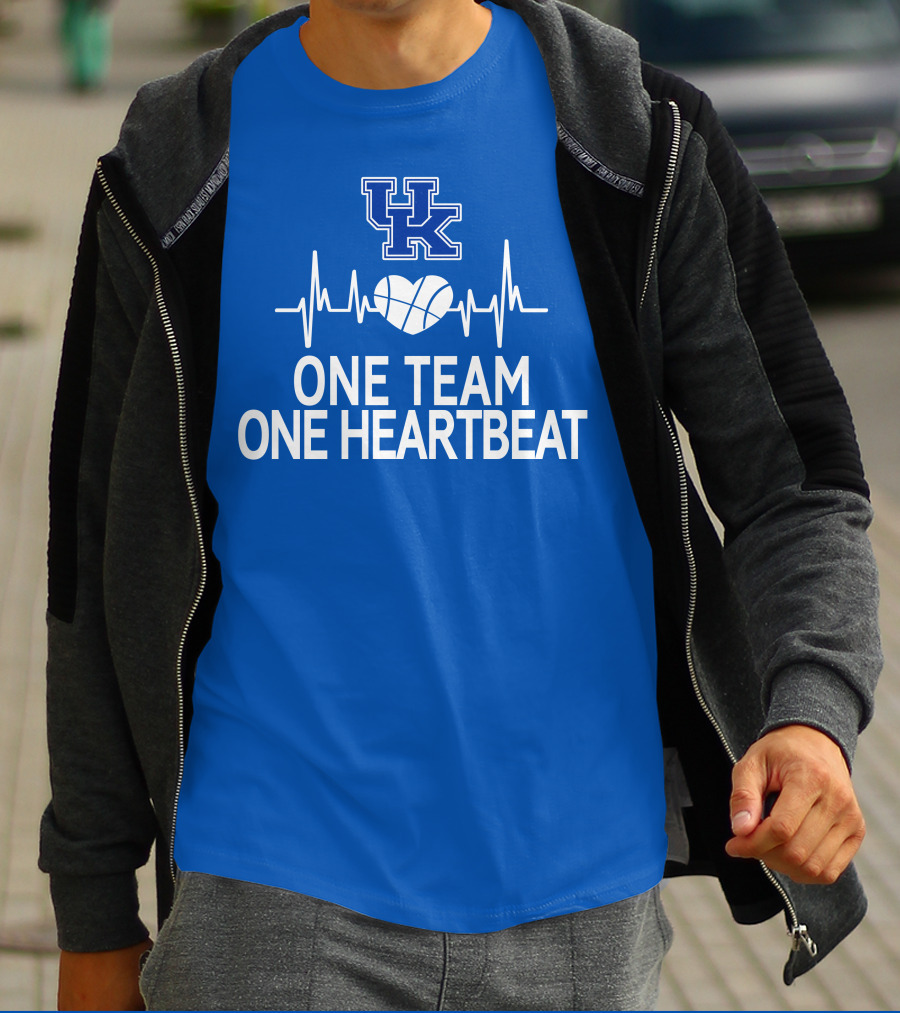 Kentucky Wildcats UK Logo One Team One Heartbeat Basketball Heartbeat T-Shirt