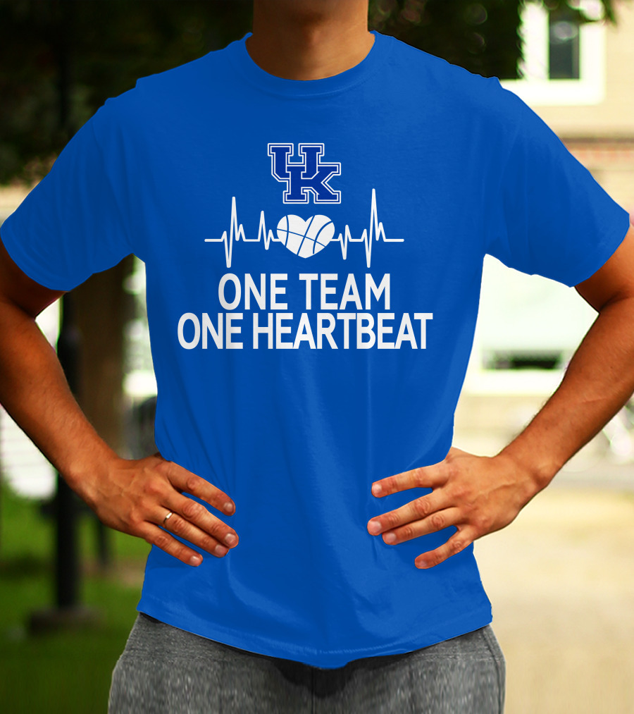 Kentucky Wildcats UK Logo One Team One Heartbeat Basketball Heartbeat T-Shirt
