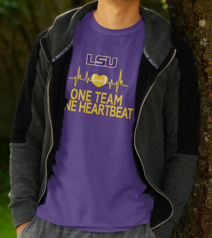 Lsu Tigers One Team One Heartbeat Football Heartbeat T-Shirt