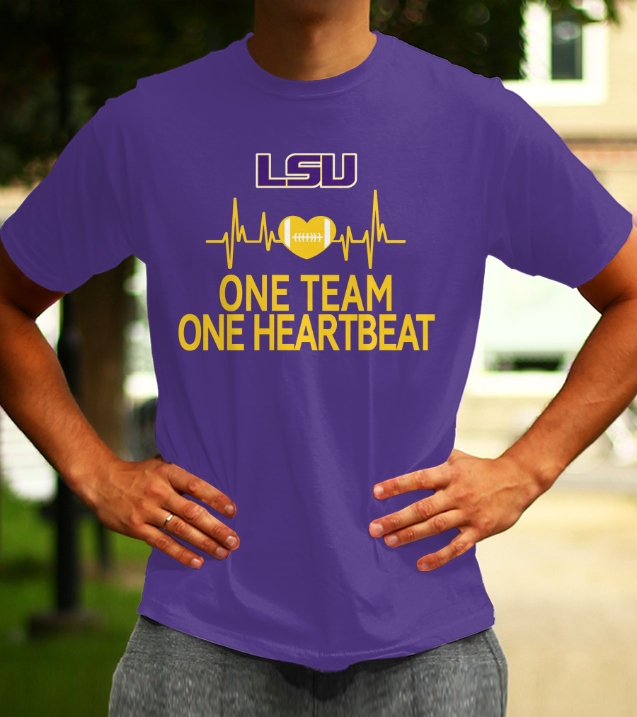 Lsu Tigers One Team One Heartbeat Football Heartbeat T-Shirt