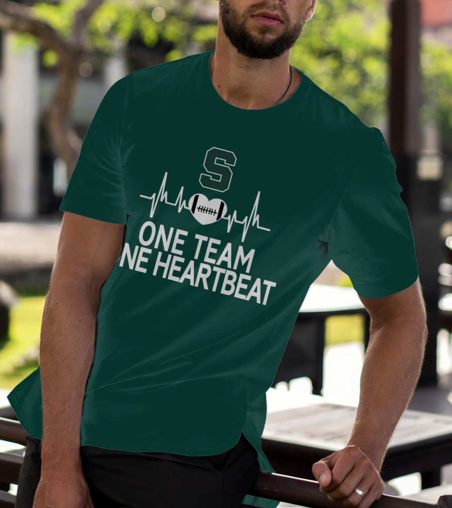 Michigan State Spartans S Logo Football Heartbeat One Team One Heartbeat T-Shirt